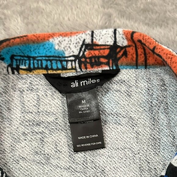 Ali Miles Button Up Shirt Blouse Women's MEDIUM Artsy Art To Wear Colorful - Picture 3 of 6